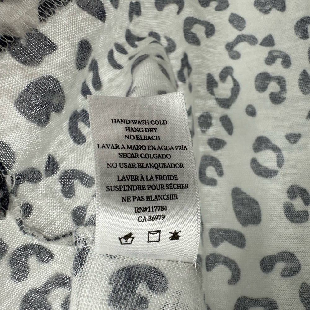 Rails size XS leopard print short sleeve t-shirt top white gray linen blend - Picture 6 of 6